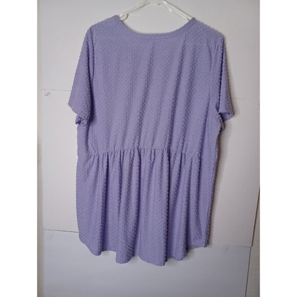 NWT HoneyMe Curvy Swiss Dot Short Sleeve Lavender Babydoll Top Size XL - Picture 7 of 7
